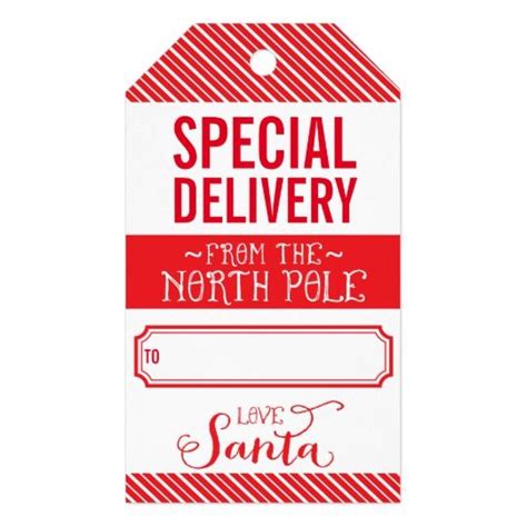 Gifts for her for any occasion. HOLIDAY GIFT TAG special delivery from santa red | Zazzle ...