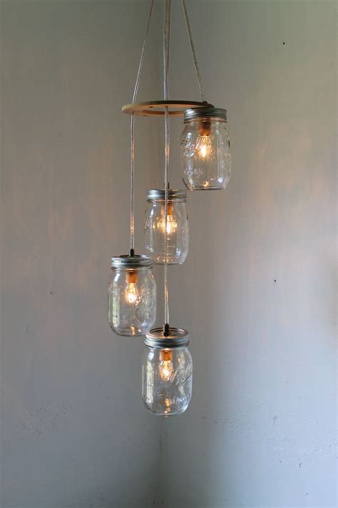 Spiral Mason Jar Chandelier Rustic Hanging Mason Jar Pendant Etsy