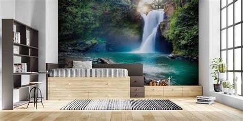 3d Forest Waterfall Lake Wallpaper Nursery Wllpaper Removable Etsy