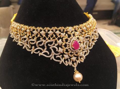 Latest Gold Diamond Choker From Psj South India Jewels
