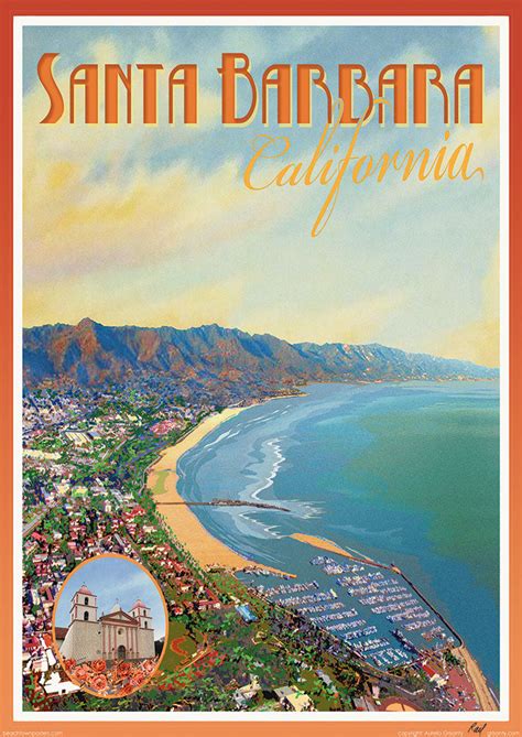 Santa Barbara Ca Beach Town Posters