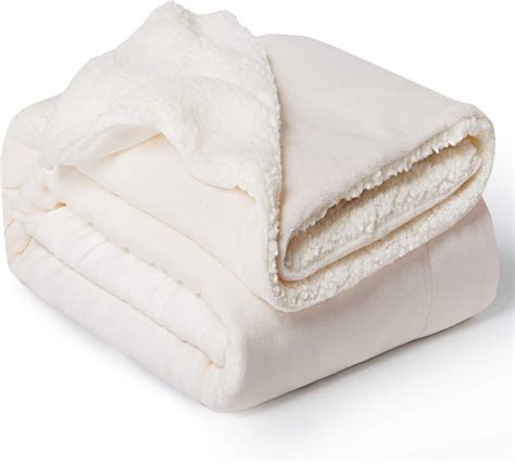 Bedsure Cream Sherpa Throw Blanket Off White Plush Throw Blanket Fuzzy