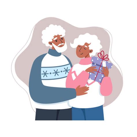 Happy Cute Old Couple Grandma And Grandpa Illustrations Royalty Free
