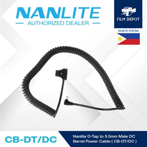 nanlite d tap to 5 5mm male dc power cable cb dt dc compatible with forza 60 and other dc