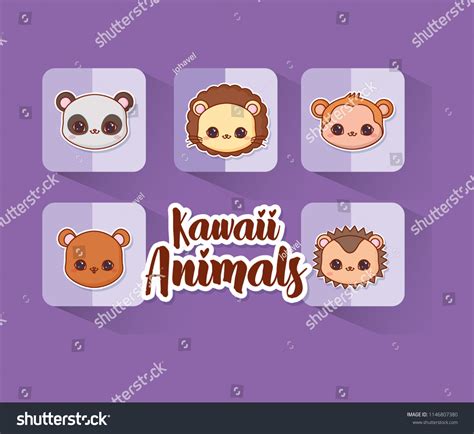 Kawaii Animals Design Royalty Free Stock Vector 1146807380
