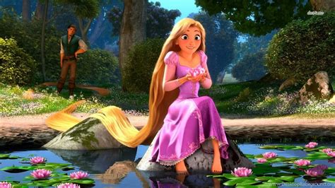 Rapunzel With A Purple Water Lily Tangled Wallpapers Cartoon