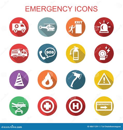 Emergency Long Shadow Icons Stock Vector Illustration Of Emergency