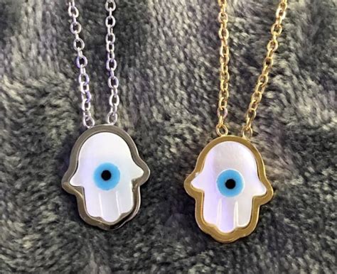 Stainless Opal Hamsa Necklace Silver Or Gold