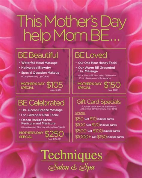 Let Mom Be This Mothers Day With One Of Our Custom Spa Packages