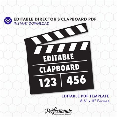 Directors Clapboard Template Instant Download Editable