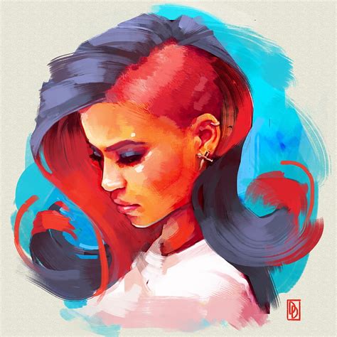 Hd Wallpaper Women Face Painting Concept Art Redhead Damian Dinev