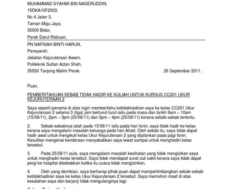 Sebagai surat resmi, maka dalam pembuataannya, surat tugas harus menggunakan bahasa yang baku. Contoh Surat Rasmi Tunjuk Sebab Lewat - Descar 0