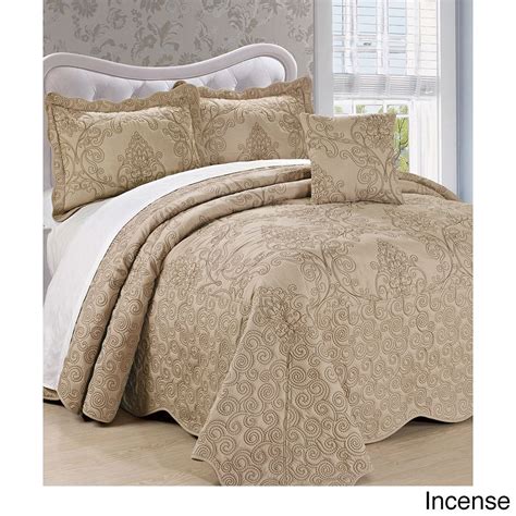 Shop Serenta Damask 4 Piece Bedspread Set On Sale Overstock