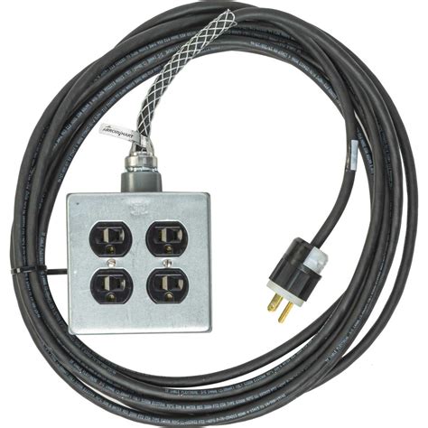 Heavy Duty 15 Amp 143 Ac Power Extension Cord With Quad Box 10 Foot
