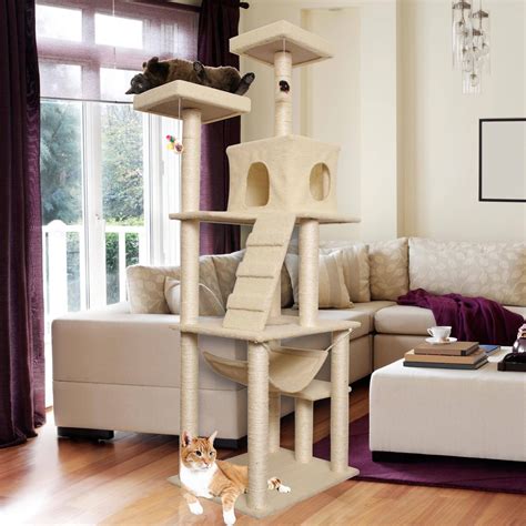 Tall Cat Tree House Stand Condo Set Tower Scratcher Post Home Furniture