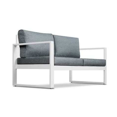 Real Flame Baltic Outdoor Loveseat With Gray Cushions And Aluminum