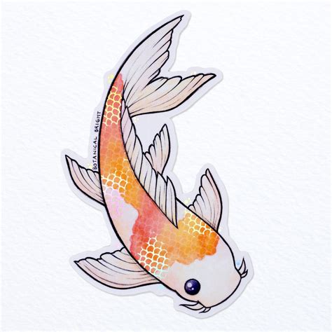 Koi Fish Sticker With Holographic Details Botanical Bright Add A