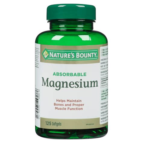 Natures Bounty Absorbable Magnesium 125 Softgels Weshineca