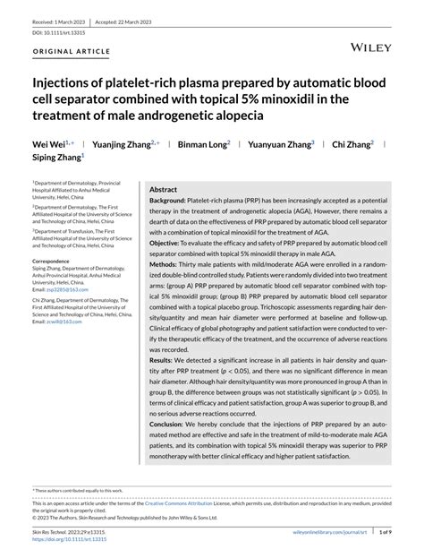 Pdf Injections Of Platelet‐rich Plasma Prepared By Automatic Blood