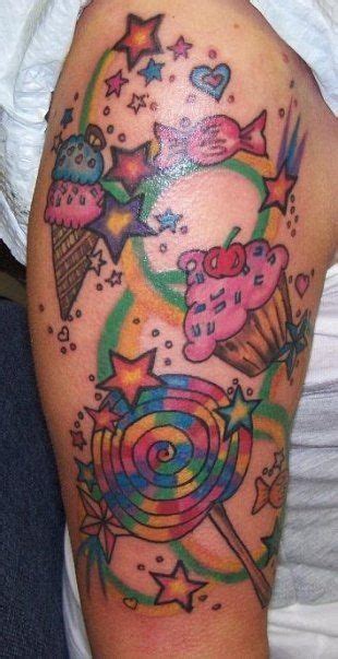 Candy Land Half Sleeve Candy Tattoo Bright Tattoos Cupcake Tattoos