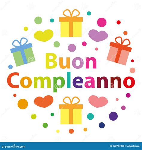 Buon Compleanno Happy Birthday In Italian Colorful Festive Vector