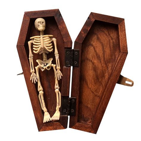 Wood Coffin Box with Skeleton RIP Antique Vintage ...