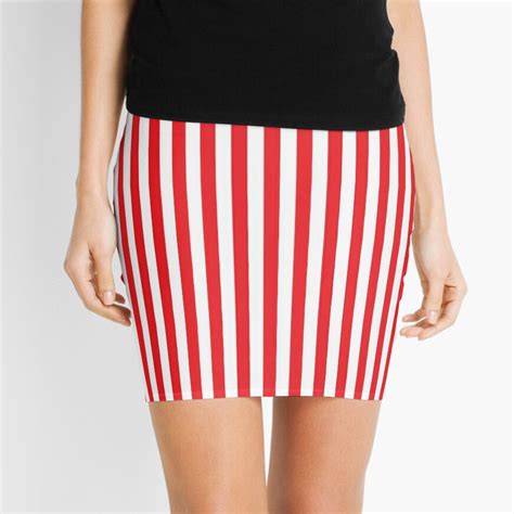 Red White Vertical Stripe Mini Skirt By Yanwun Redbubble
