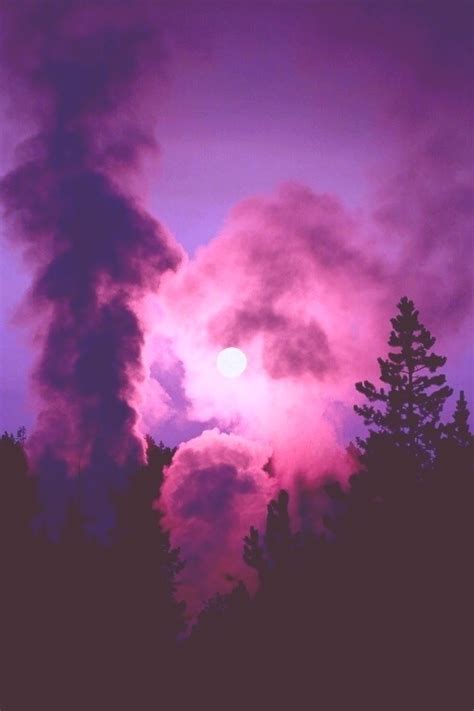 Themesltd — Clouds Purple Sky Moon Trees Via