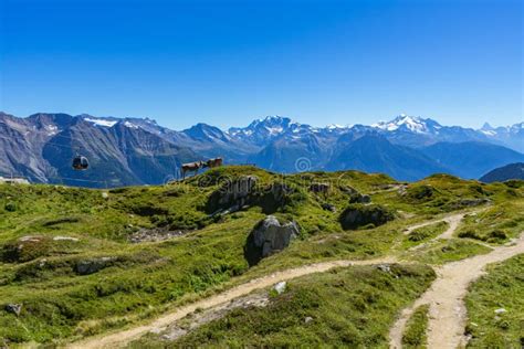 Beautiful Scenery Of Swiss Alps In Valais Region Switzerland Stock