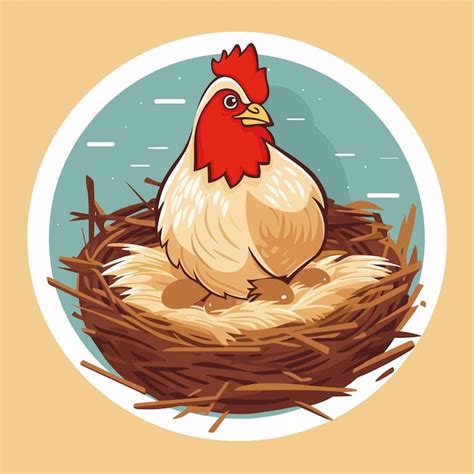 Premium Vector Cartoon Hen Incubates The Eggs Farm Hen Chicken Vector