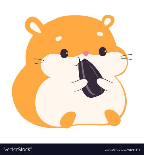 Cute Hamster Eating Sunflower Seed Adorable Red Vector Image