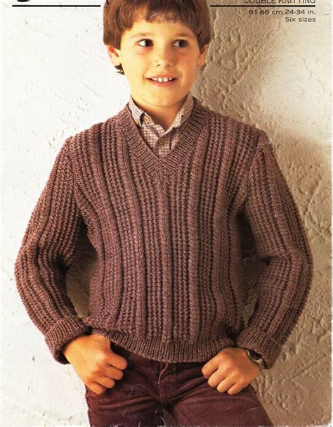 Vintage Childrens Sweater Knitting Pattern Pdf Childs V Neck Etsy Uk