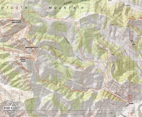 Hiking Map For Notch Peak And Sawtooth Mountain Loop