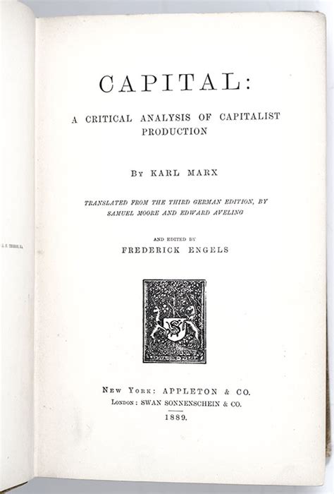 capital a critical analysis of capitalist production karl marx first edition