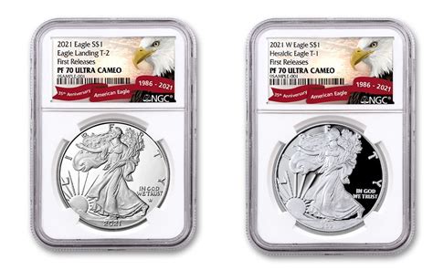 2021 W 1 1 Oz Silver Eagle Type 1 And Type 2 Ngc Pf70uc Fr 2 Pc Set W