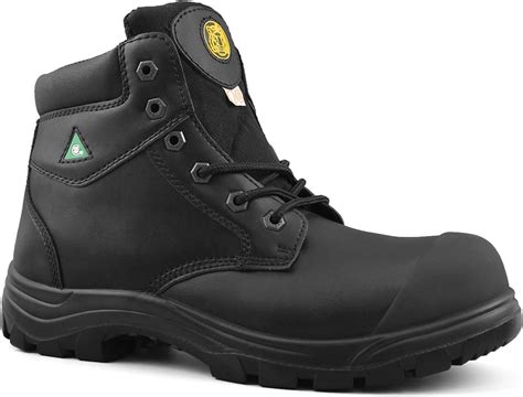 Tiger Safety Mens Leather 6 Steel Toe Boots Lace Up Comfortable