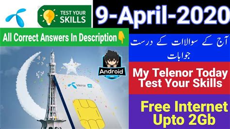 9 April 2020 Questions And Answers My Telenor Today Questions