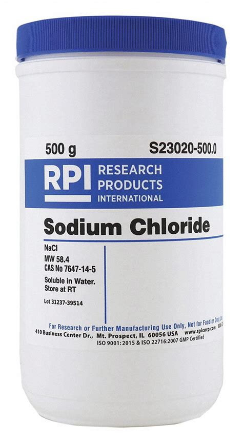 Rpi Sodium Chloride Powder 500 G 1 Ea 31gd63s23020 5000 Grainger