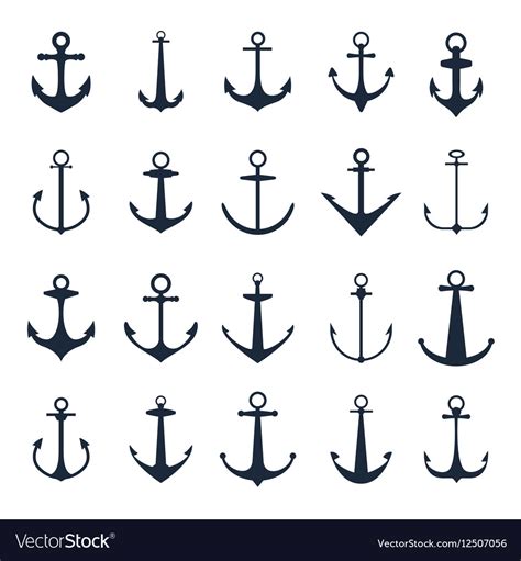 Anchor Icons Boat Anchors Isolated On White Vector Image