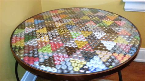 Lay out collection on clean tabletop surface. Craft beer bottle cap table & it spins too! - YouTube