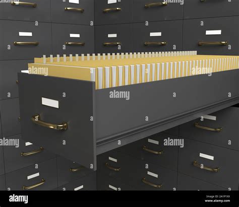 Filing Cabinet With Folders In Drawer Stock Photo Alamy