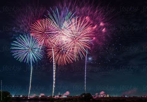 Many Fireworks In The Night Sky By Stocksy Contributor Leslie Taylor