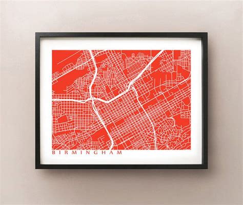 Birmingham Map Print Alabama Poster By Cartocreative On Etsy 2000