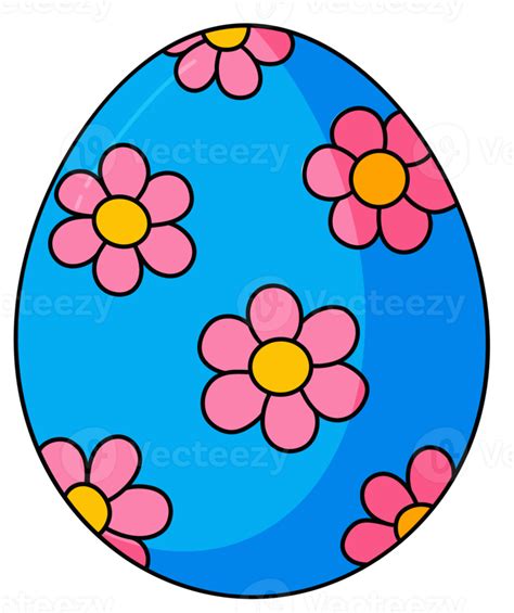 Free Easter Egg Pink Flower Pattern PNG With Transparent Background