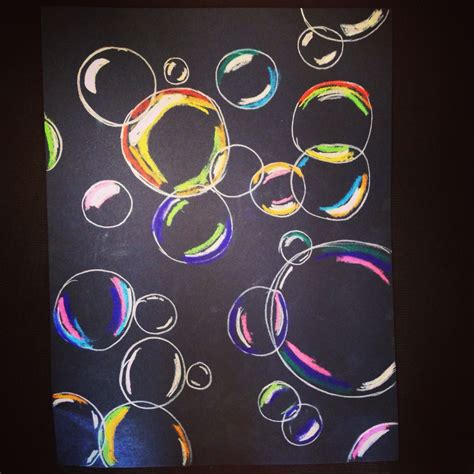 Another Pinterest Idea Completed Chalk Drawing Of Bubbles On Black