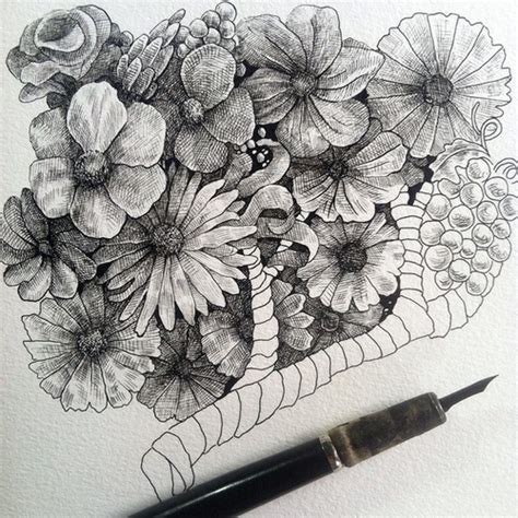 Ink Drawings Of Flowers At Explore Collection Of