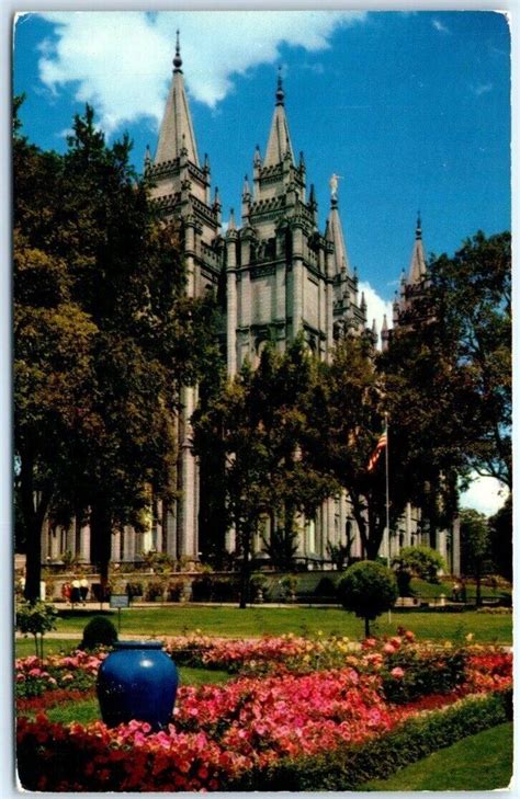 The Famous Mormon Temple With Flower Gardens Temple Square Salt Lake