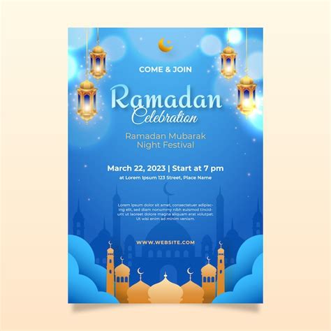 Free Vector Realistic Vertical Poster Template For Islamic Ramadan