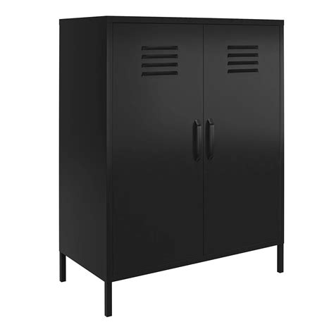 Realrooms Shadwick 2 Door Metal Locker Storage Cabinet Black Wgl06