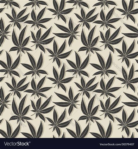 Black Cannabis Leaf Seamless Pattern Royalty Free Vector